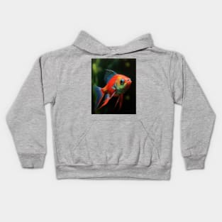 Stunning Hyperrealistic Oil Painting of Cardinal Tetras in Enchanting Aquarium Kids Hoodie